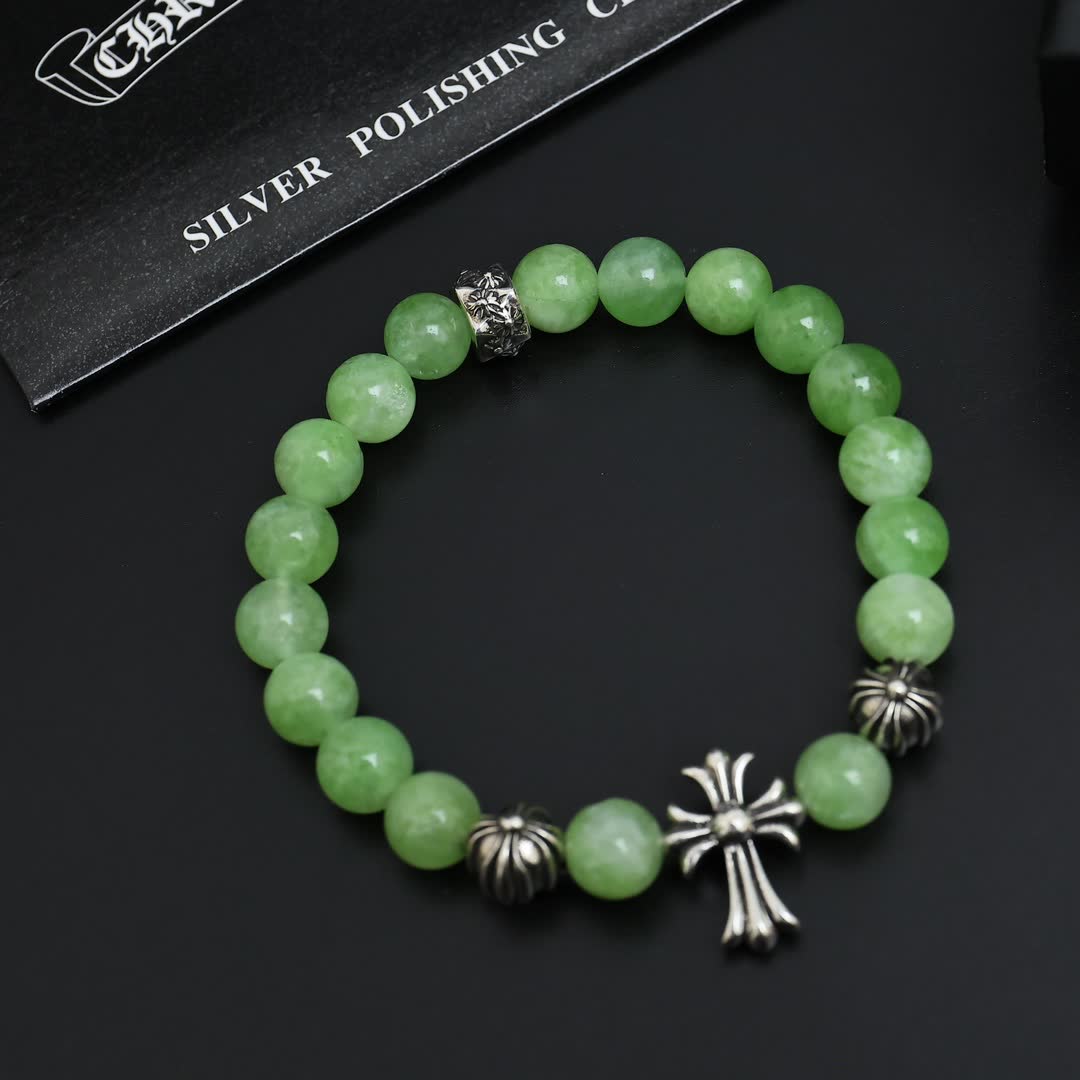 Chrome Hearts Beaded Bracelet with Cross Design